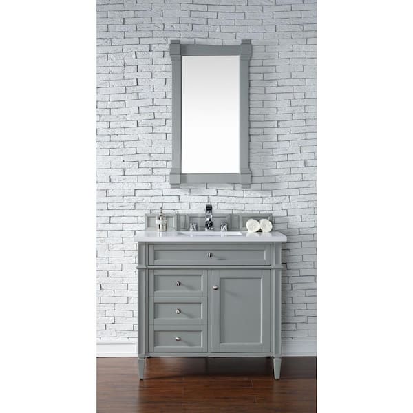 Brittany 36.0 in. W x 23.5 in. D x 34 in. H Bathroom Vanity in Urban Gray with White Zeus Quartz Top