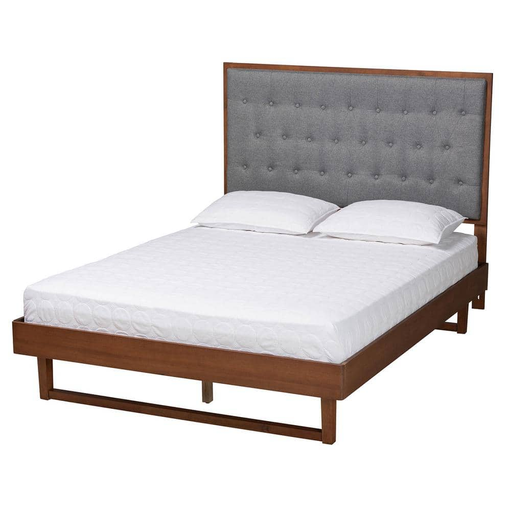 Bryn Gray Wood Frame Queen Platform Bed -  Baxton Studio, 23712638-9411HD