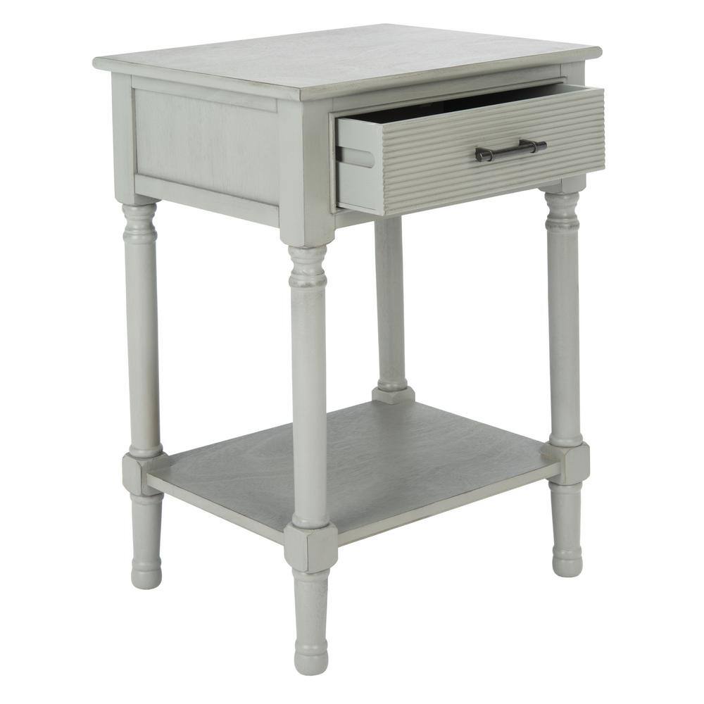 Distressed Grey Wood 1-Drawer Accent Table with Shelf