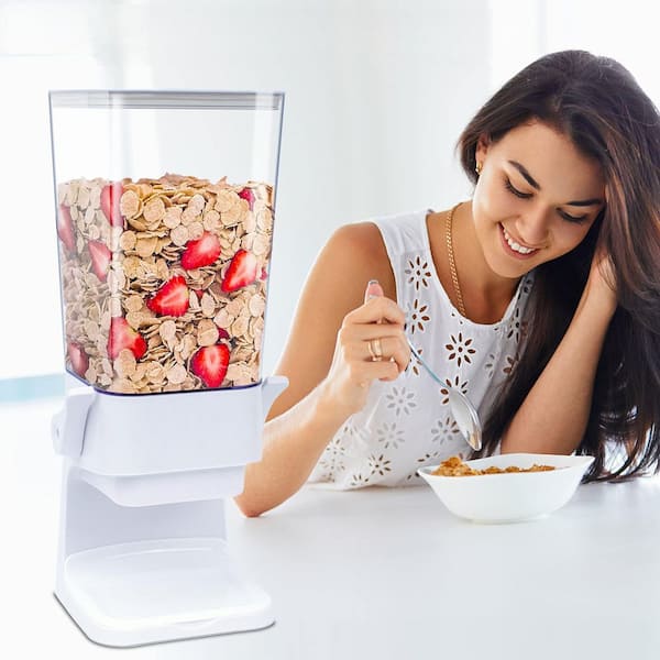 2-Piece 5 Liters Cereal Dispenser Countertop in White, Organization and Storage Containers for Kitchen Dry Food