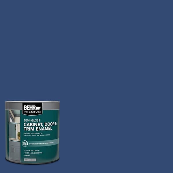 BEHR PREMIUM 1 qt. #S-H-580 Navy Blue Semi-Gloss Enamel Interior/Exterior Cabinet, Door & Trim Paint