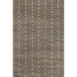 Shelby Natural 5 ft. x 8 ft. Hand Loomed Jute Chevron Indoor Area Rug