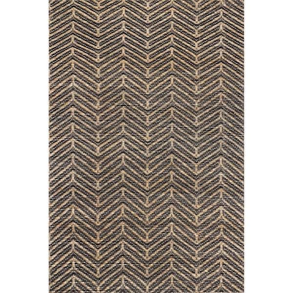 nuLOOM Shelby Natural 5 ft. x 8 ft. Hand Loomed Jute Chevron Indoor Area Rug