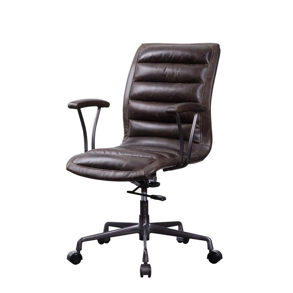 Distressed Brown Leather Executive Swivel Office Chair