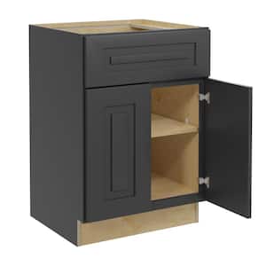 Grayson Deep Onyx Painted Plywood Shaker Assembled Base Kitchen Cabinet Soft Close 24 in W x 24 in D x 34.5 in H