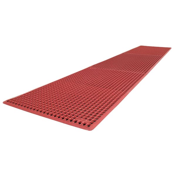 Choice 3' x 5' Red Grease-Proof Anti-Fatigue Closed-Cell Nitrile Rubber  Floor Mat with Drainage Holes - 3/4 Thick