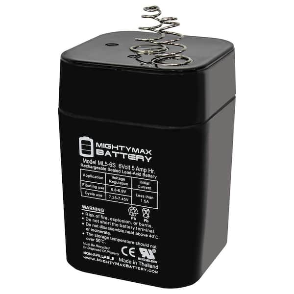 MIGHTY MAX BATTERY 6-Volt 5 Ah Lantern Rechargeable Sealed Lead Acid (SLA)  Battery ML5-6S - The Home Depot
