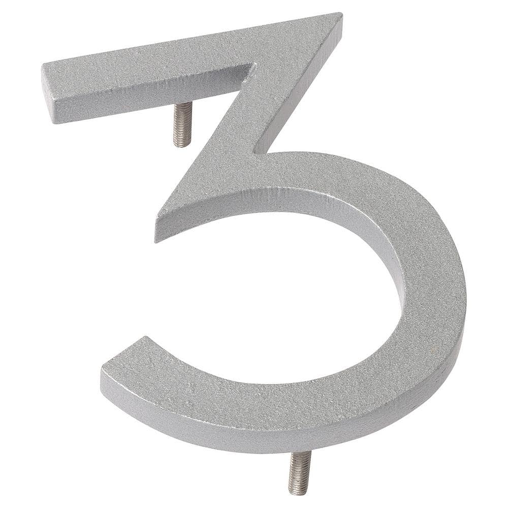 4 in. Silver Aluminum Floating or Flat Modern House Number 3 price history on PriceWatchPro