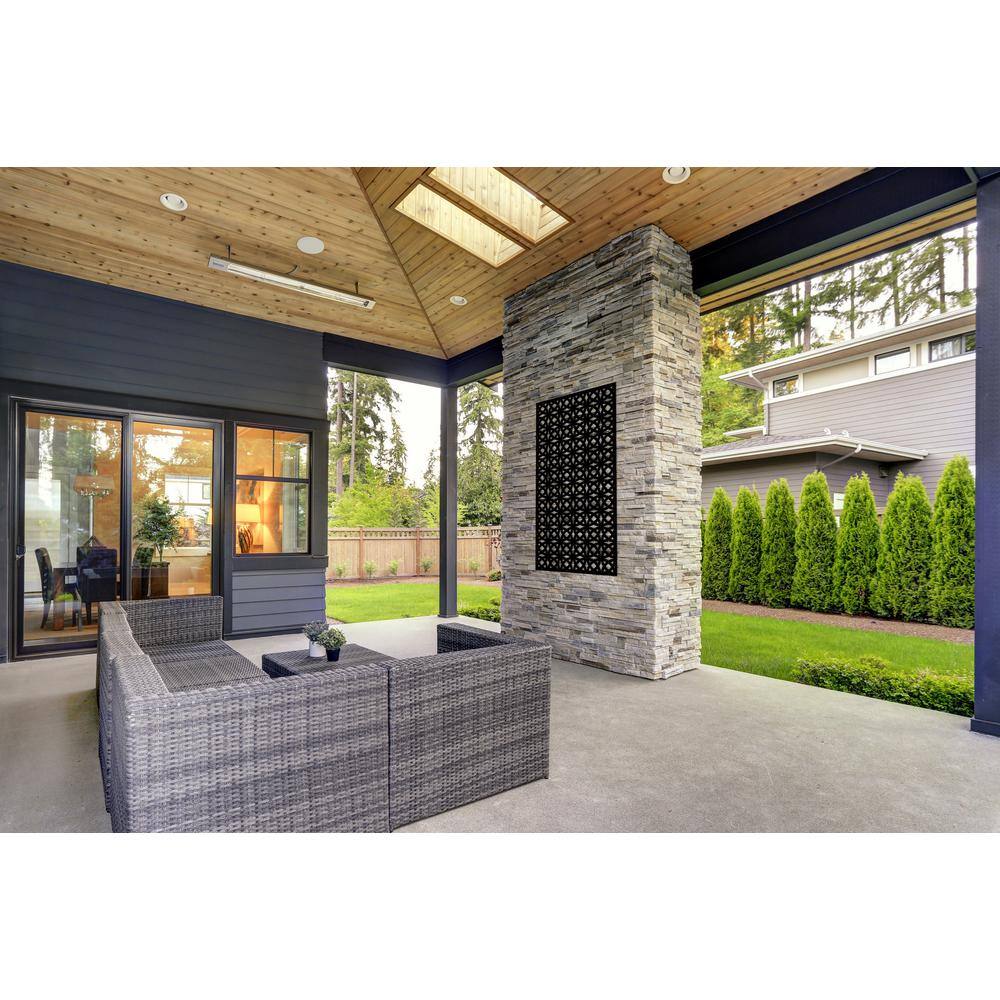 Orbit Black Powder Coated Steel Decorative Privacy Panel, 6 ft x 3 ft