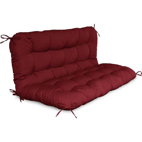 Mximu UV-Resistant 48 x 40 in. Burgundy Outdoor Porch Swing Cushion - 2-in-1 Detachable and Waterproof with Backrest