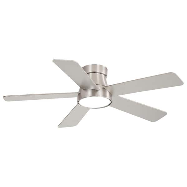 42 in. indoor Nickel Color Changing Flush Mount 6 Speeds Low Profile Ceiling Fan with Lights and Remote Control