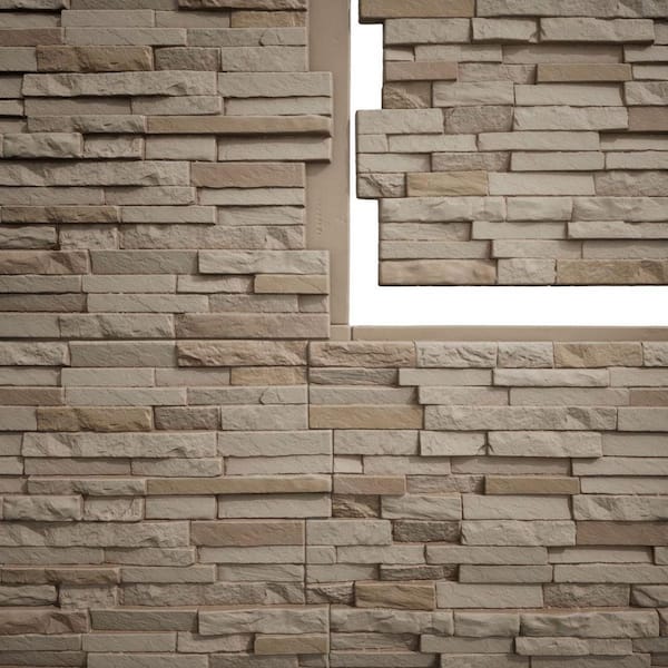 EverStone Eldorado Faux Stone Panel, 48"W x 25"H x 1"D, Armadillo Color