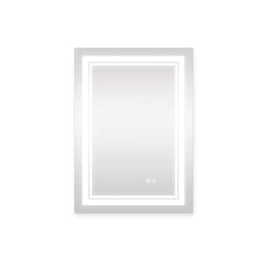 20 in. W x 28 in. H Rectangular Frameless Vertical and Horizontal Led Wall Bathroom Vanity Mirror in Sliver