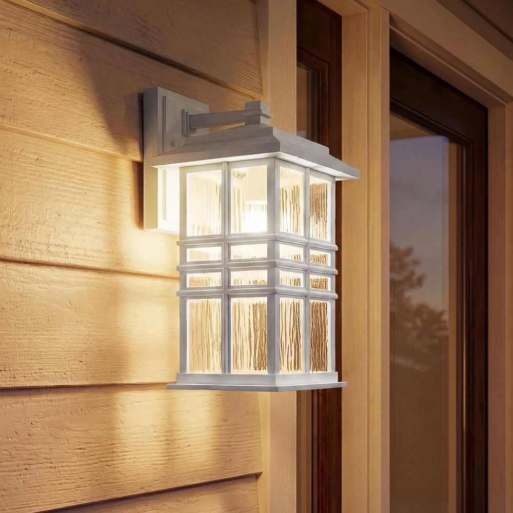 Beacon Square 12 in. 1-Light White Outdoor Hardwired Wall Lantern Sconce with No Bulbs Included (1-Pack)