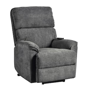 Gray Fabric Upholstered Massage Recliner with Remote