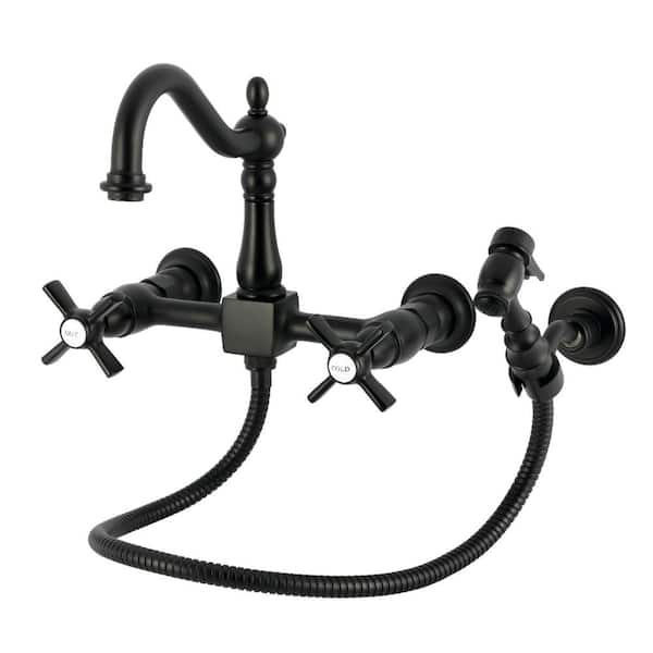 Millennium 2-Handle Wall Mount Standard Kitchen Faucet in Matte Black