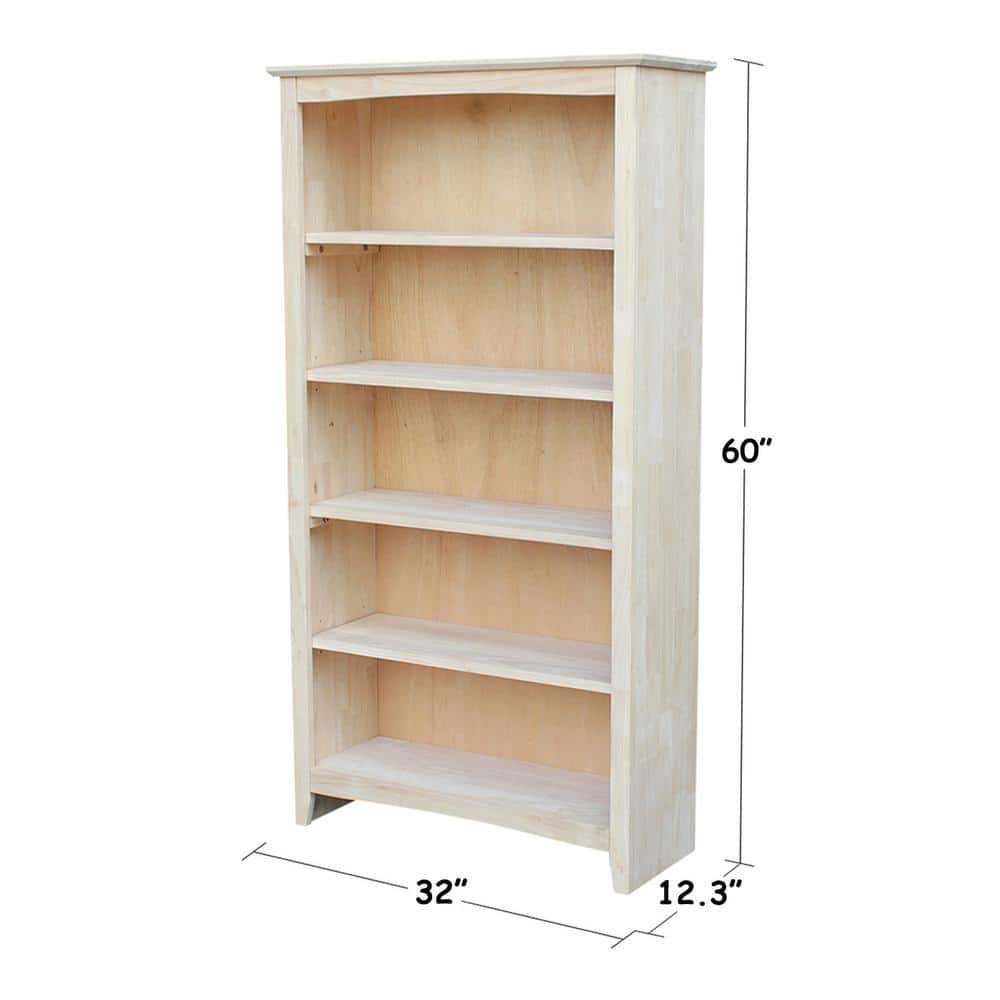 Elegant Adjustable Solid Parawood Shaker Bookcase, 60"H in Brown