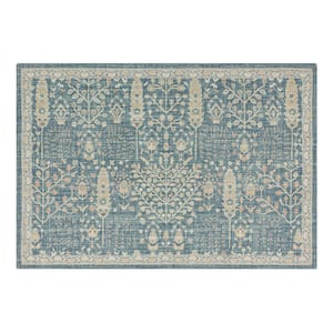 Amelia Forest Blue 2 ft. 6 in. x 3 ft. 9 in. Machine Washable Area Rug