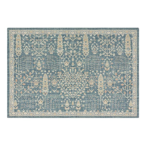 Amelia Forest Blue 2 ft. 6 in. x 3 ft. 9 in. Machine Washable Area Rug