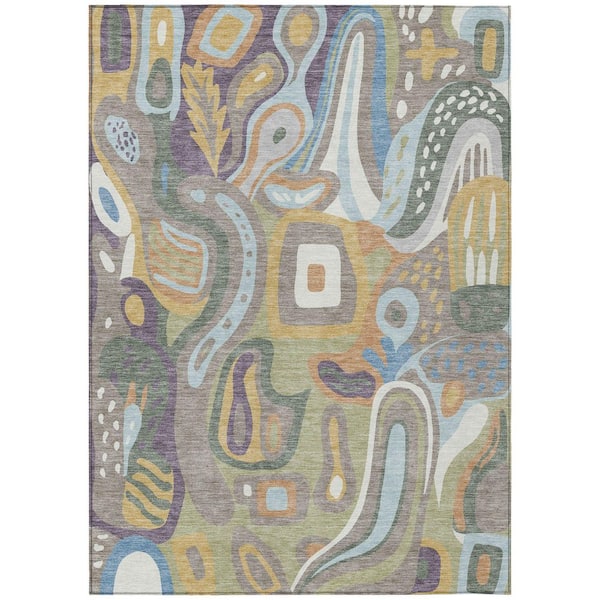 Chantille Machine Washable Indoor/Outdoor Abstract ACN2488 Green 5 ft. x 7 ft. 6 in. Area Rug