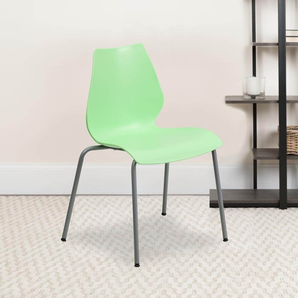 Hercules Series 770 lb Green Polypropylene Stack Chair with Silver Frame