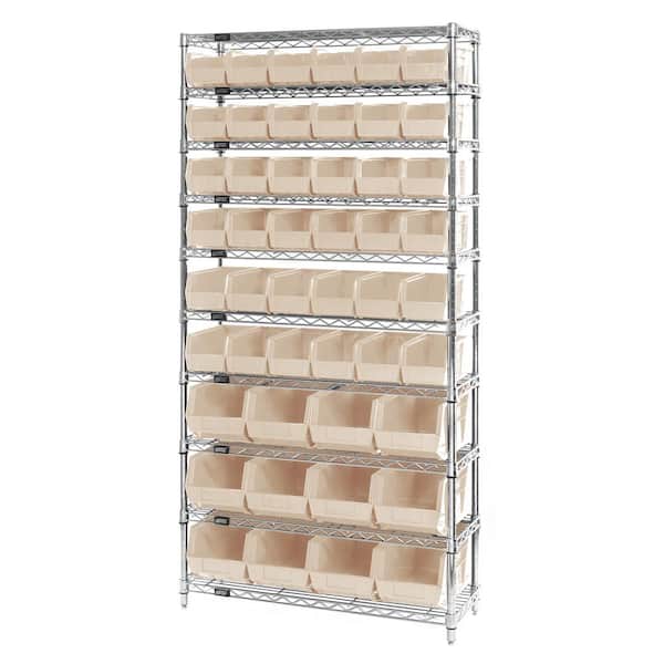 Giant Open Hopper 36 in. x 14 in. x 74 in. Wire Chrome Heavy Duty 10-Tier Industrial Shelving Unit