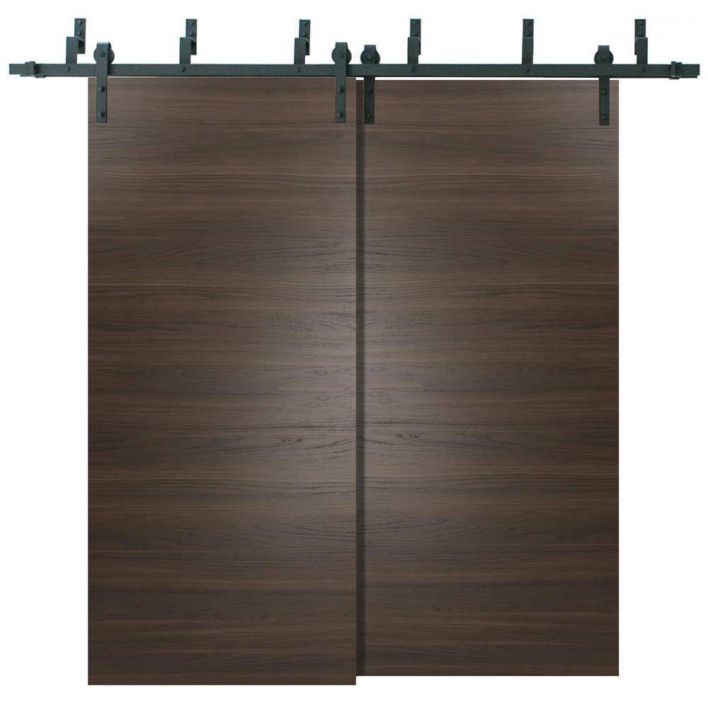 0010 84 in. x 96 in. Flush Chocolate Ash Finished Pine Wood Sliding Door with Barn Bypass Hardware price history on PriceWatchPro