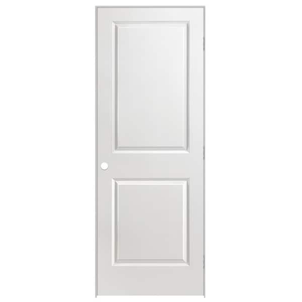 Masonite 30 in. x 80 in. 2 Panel Square Top Left-Handed Hollow-Core Smooth Primed Composite Single Prehung Interior Door