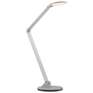 George's Reading Room 28.75 in. Chiseled Nickel Table Lamp with Metal Shade and White Acrylic Diffuser