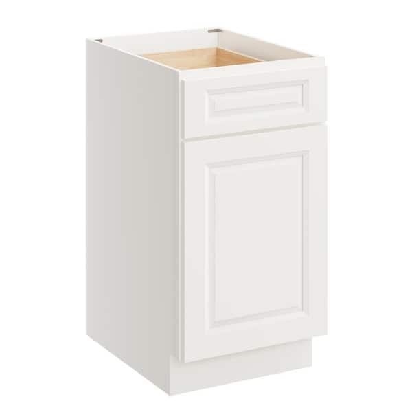 18 in. W x 24 in. D x 34.5 in. H Plywood Ready to Assemble Floor Base Kitchen Cabinet in Glacier White with Drawer