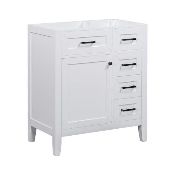 Tileon 29.52 in. W x 17.71 in. D x 35 in. H Bath Vanity Cabinet without Top with 1 Door and 3 Drawers in White