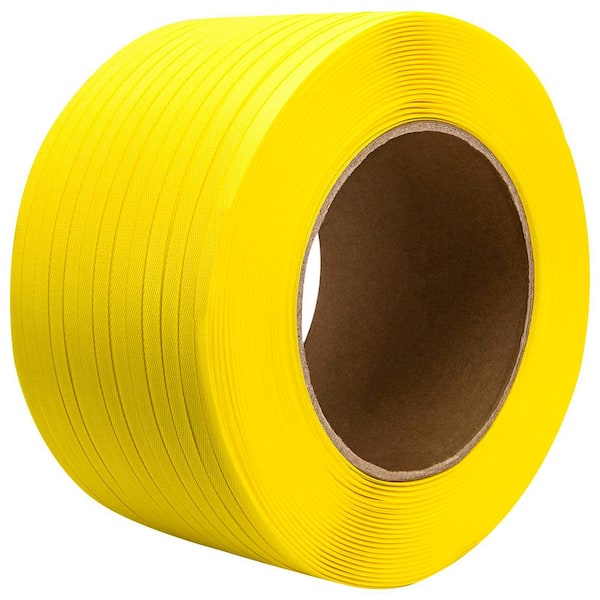 Angel Sar 3280 ft. x 1/2" 300 lb. Yellow Packaging Band Strap, Polypropylene Banding Strapping Kit for Securing Pallet or Carton