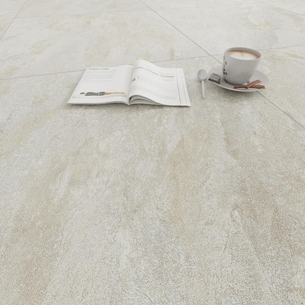 Italian Quarzia 24 in. x 24 in. x 9mm Matte Stone Look Porcelain Floor and Wall Tile-White (4 PCS, 16 sq. ft./Case)