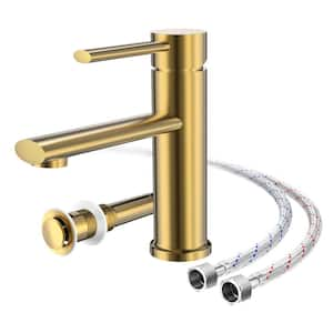 Brushed Gold Bathroom Sink Faucet 1 Hole, Single Hole Single Handle Vanity Faucet