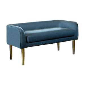 Blue and Gold Bench with Low Back 24.5 in. x 50.5 in. x 22.75 in.