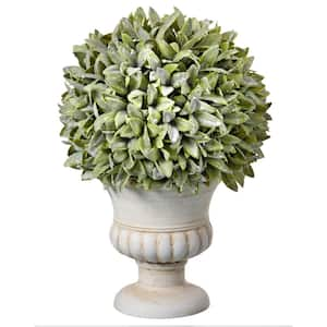 11 in. Green Artificial Sage Ball in Urn