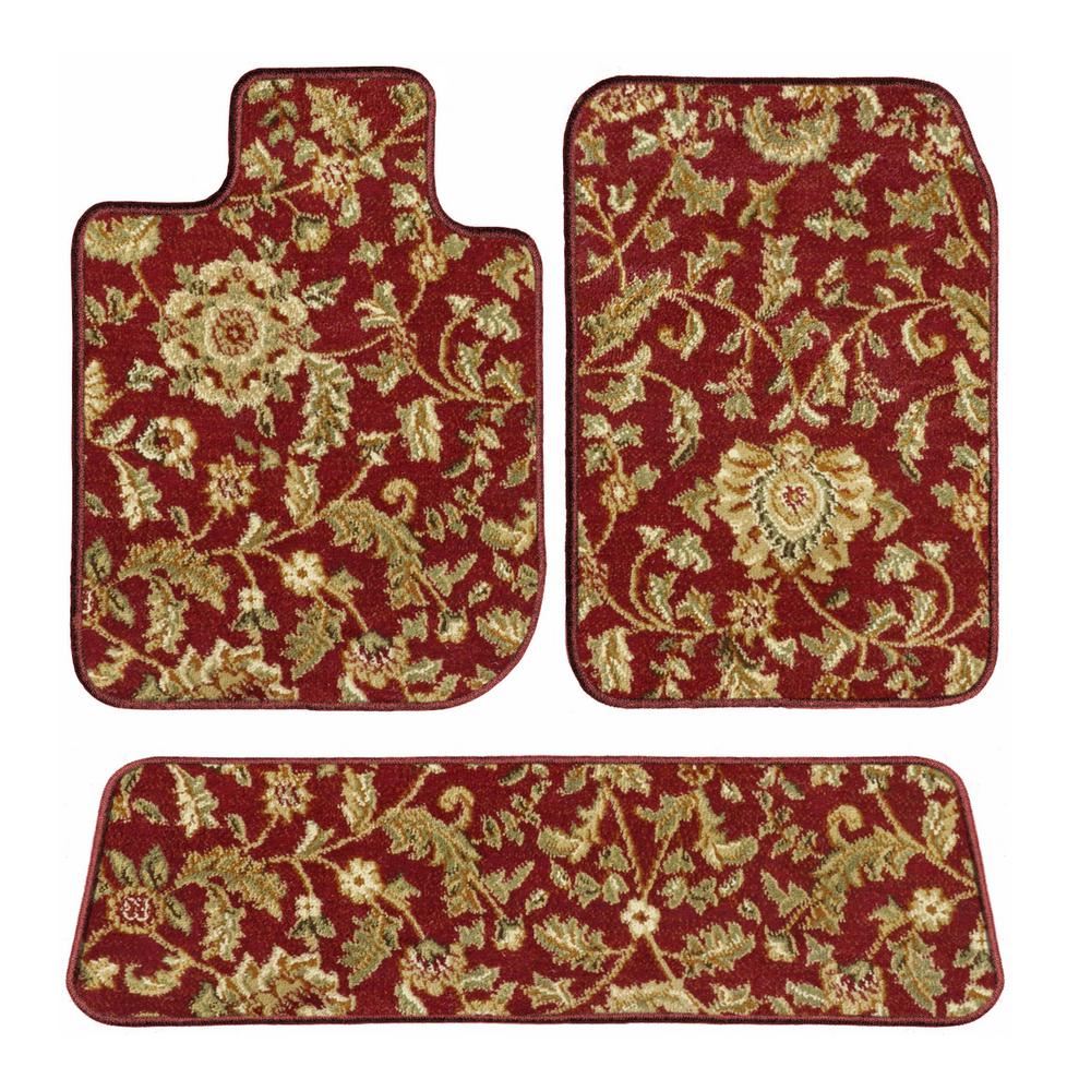Toyota Tacoma Extended Cab Red Oriental Carpet Car Mats, Custom Fits for 2016-2020 Driver, Passenger and Rear Mats