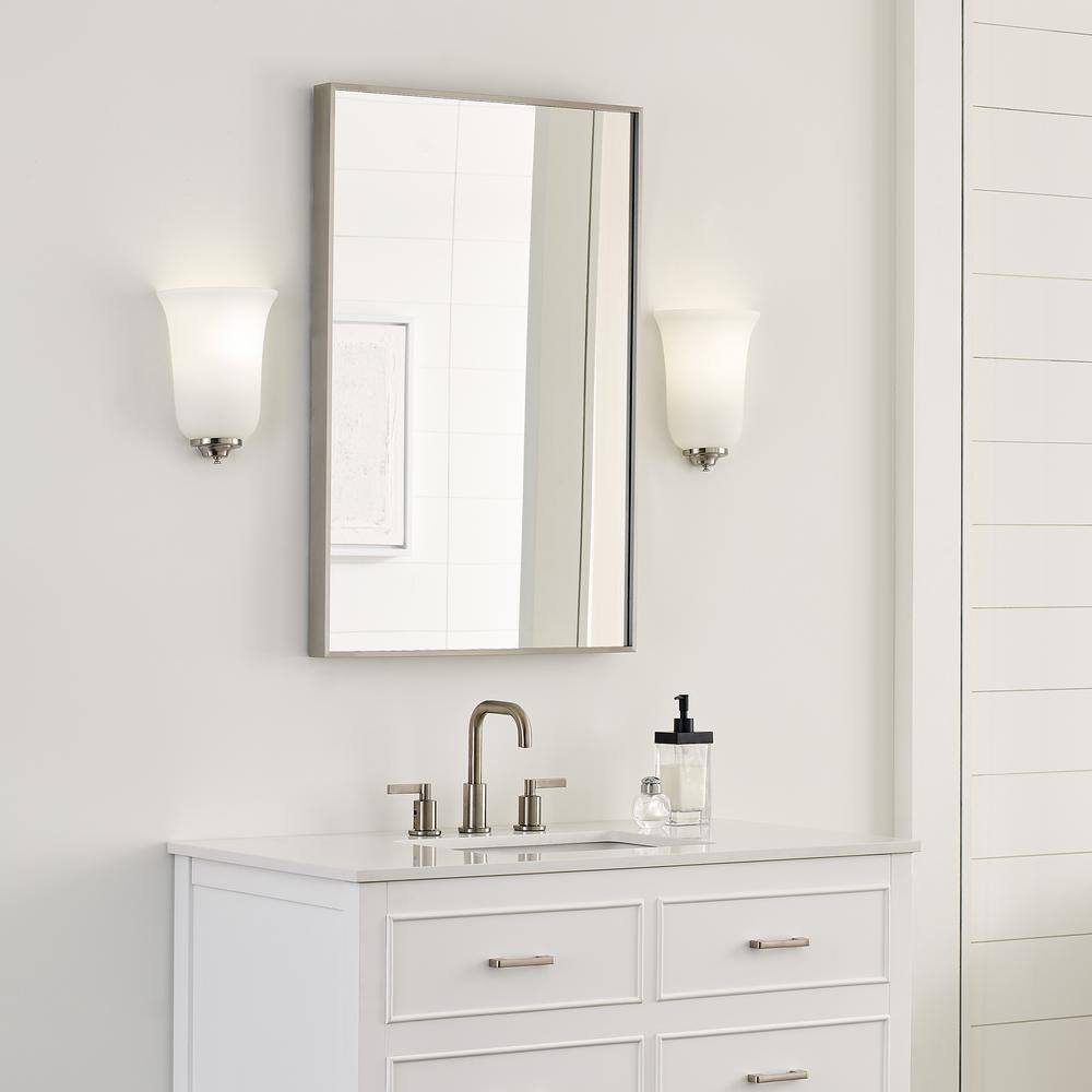 Sea Gull Brushed Nickel 1-Light Energy Star Wall Sconce with White Glass Shade