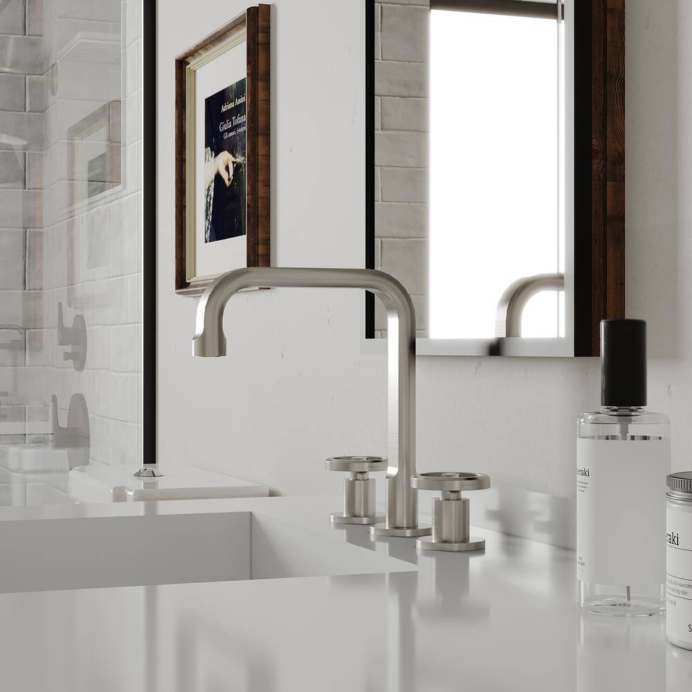 Brushed Nickel 8-inch Widespread Double Handle High-Arc Bathroom Faucet