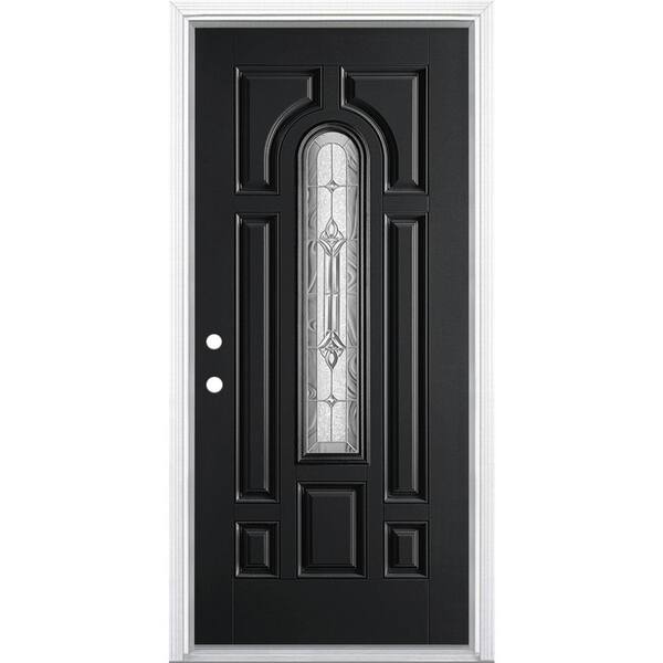 Masonite 36 in. x 80 in. Providence Center Arch Right-Hand Inswing Painted Smooth Fiberglass Prehung Front Door w/ Brickmold
