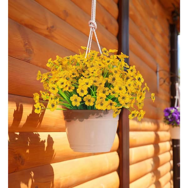 14 in. Yellow Indoor/Outdoor Artificial Daisy Flowers Fake Silk