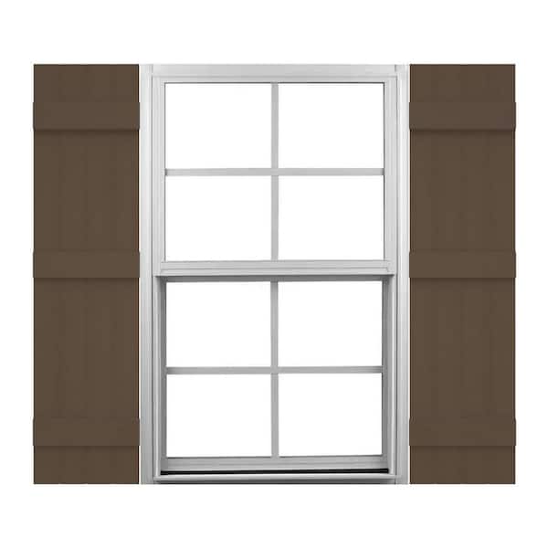 Ekena Millwork TailorMade 14 in. W x 57 in. H Vinyl Board and Batten Shutters Pair in French Roast