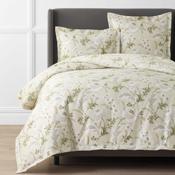 Legends Hotel Tranquil Blossom Wrinkle-Free Sateen Antique Beige California King Duvet Cover