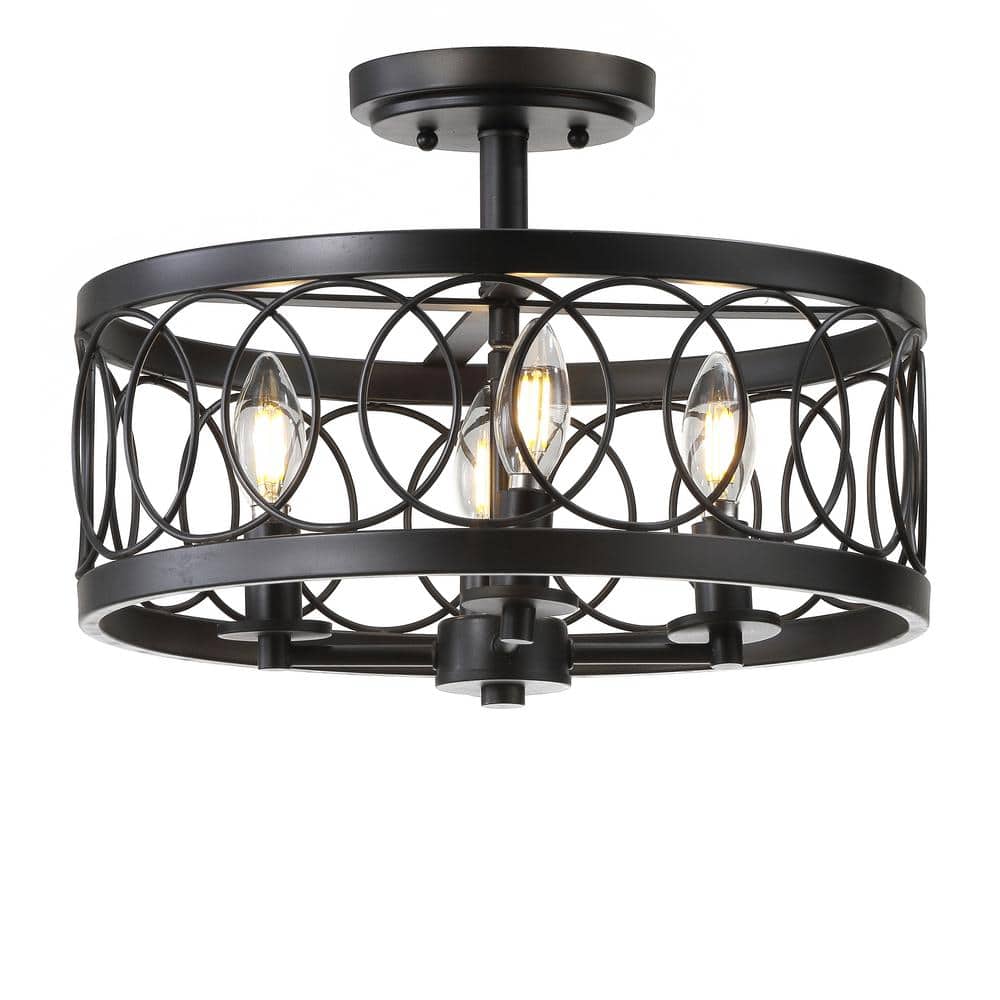 Oil Rubbed Bronze Drum Semi-Flush Mount Light