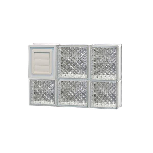 Clearly Secure 19.25 in. x 13.5 in. x 3.125 in. Frameless Diamond Pattern Glass Block Window with Dryer Vent