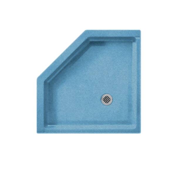 Swanstone Neo Angle 38 in. x 38 in. Single Threshold Shower Floor in Tahiti Blue-DISCONTINUED