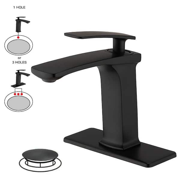 BWE Single Hole Single Handle Bathroom Faucet With Deck Plate in