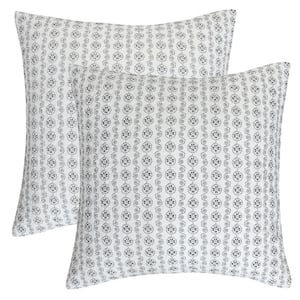 Basel Black and White Medallion Quilted Cotton 26 in. x 26 in. Euro Sham (Set of 2)