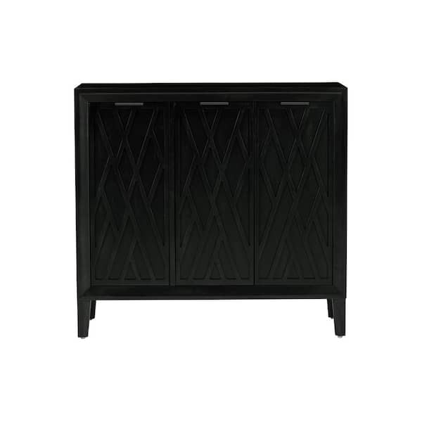 Lane Home Furnishings Shiloh 39 in. Black 35 in. Rectangle Wood Accent Table with Adjustable Shelves