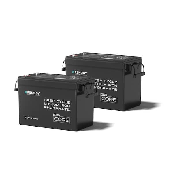 2pcs 12.8V 300Ah Lithium LiFePO4 Deep Cycle Battery Rechargeable Compact Backup Power Trolling motor RV-Core Mini Series